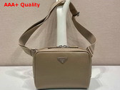 Prada Leather Shoulder Bag with Charm Bamboo Gray 2VH181 Replica