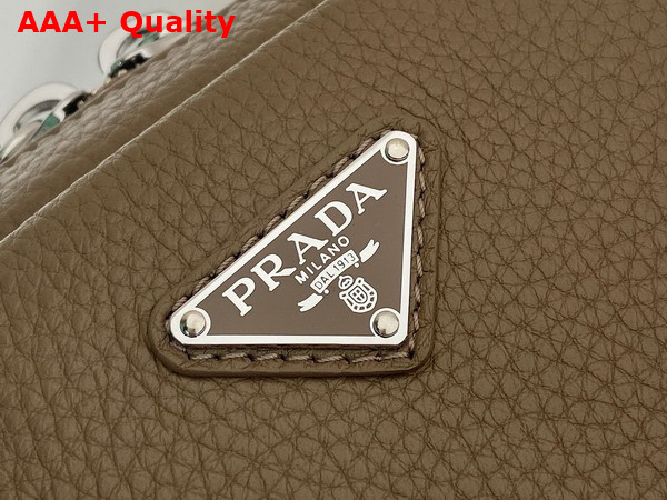 Prada Leather Shoulder Bag with Charm Bamboo Gray 2VH181 Replica