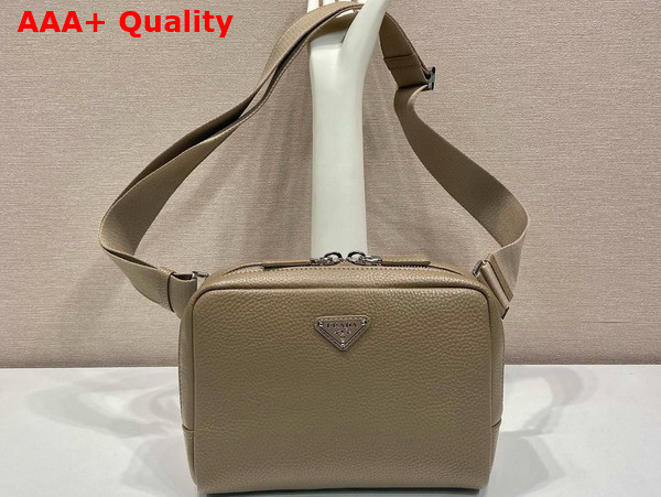 Prada Leather Shoulder Bag with Charm Bamboo Gray 2VH181 Replica