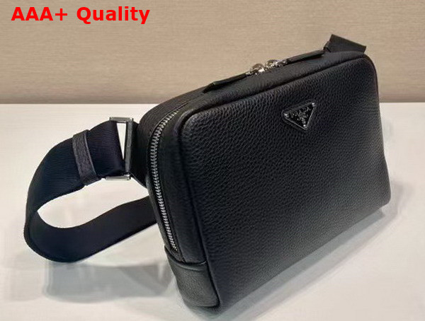 Prada Leather Shoulder Bag with Charm Black 2VH181 Replica