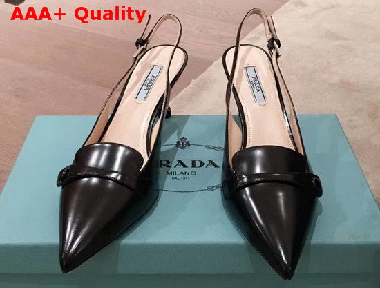 Prada Leather Slingback Pumps in Black Replica