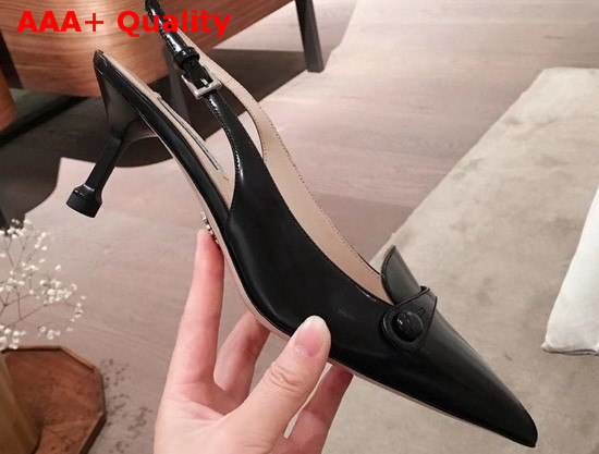 Prada Leather Slingback Pumps in Black Replica