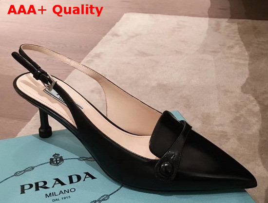 Prada Leather Slingback Pumps in Black Replica