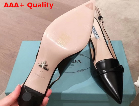 Prada Leather Slingback Pumps in Black Replica