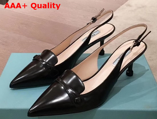 Prada Leather Slingback Pumps in Black Replica