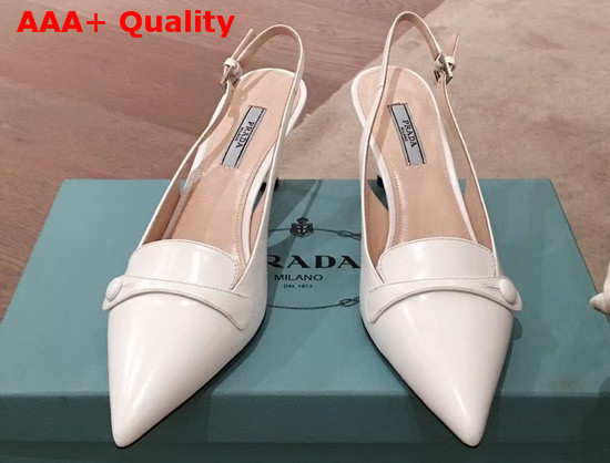 Prada Leather Slingback Pumps in White Replica