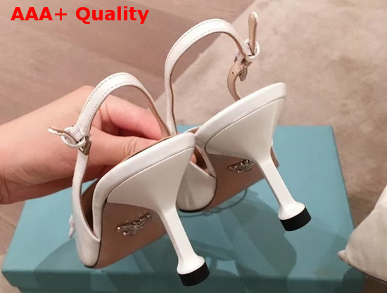 Prada Leather Slingback Pumps in White Replica