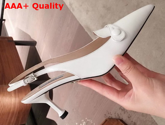 Prada Leather Slingback Pumps in White Replica