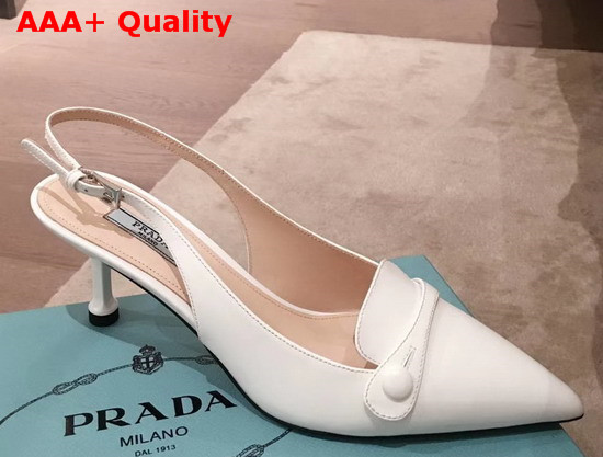 Prada Leather Slingback Pumps in White Replica