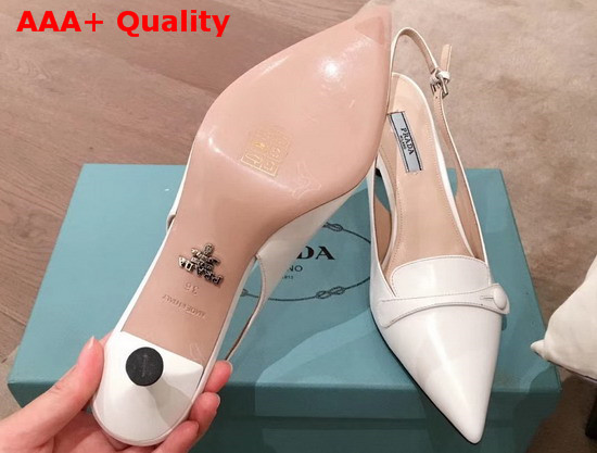 Prada Leather Slingback Pumps in White Replica