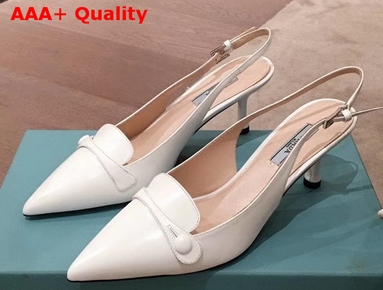 Prada Leather Slingback Pumps in White Replica