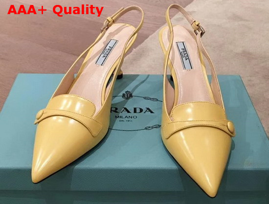 Prada Leather Slingback Pumps in Yellow Replica