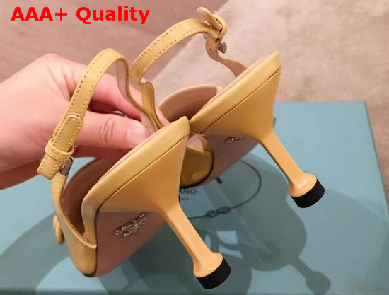 Prada Leather Slingback Pumps in Yellow Replica