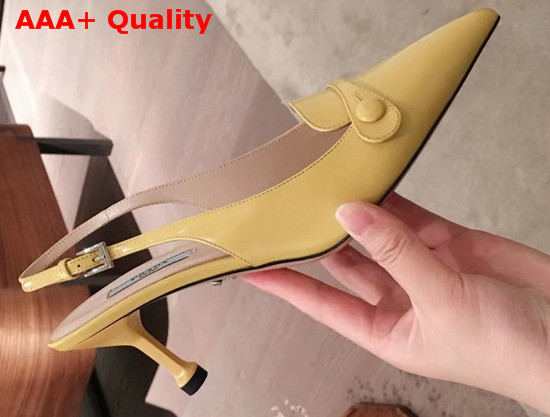 Prada Leather Slingback Pumps in Yellow Replica