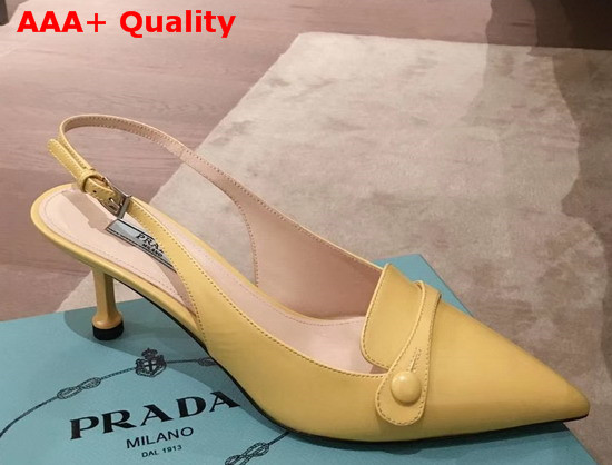 Prada Leather Slingback Pumps in Yellow Replica