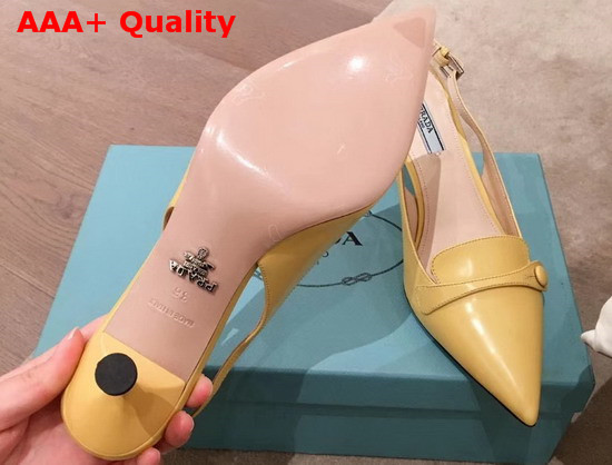 Prada Leather Slingback Pumps in Yellow Replica