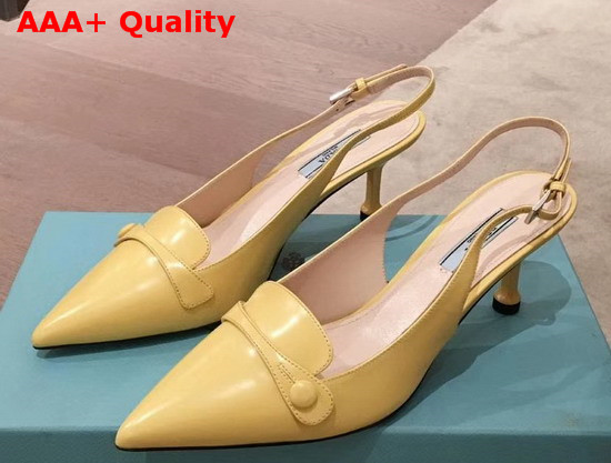 Prada Leather Slingback Pumps in Yellow Replica