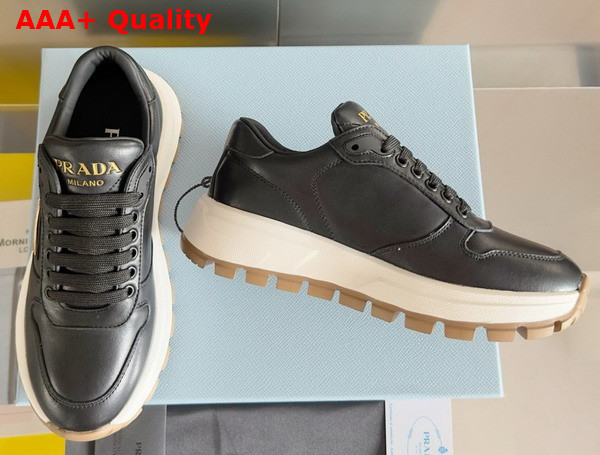 Prada Leather Sneakers in Black 1E804M Replica