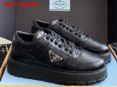 Prada Leather Sneakers in Black with Platform Soles 1E947M Replica