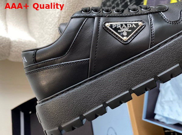 Prada Leather Sneakers in Black with Platform Soles 1E947M Replica