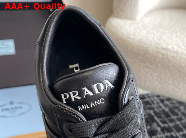 Prada Leather Sneakers in Black with Platform Soles 1E947M Replica