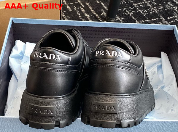 Prada Leather Sneakers in Black with Platform Soles 1E947M Replica