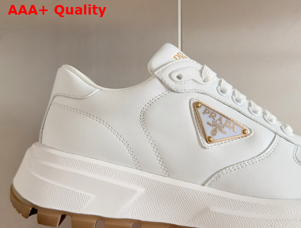 Prada Leather Sneakers in Ivory 1E804M Replica