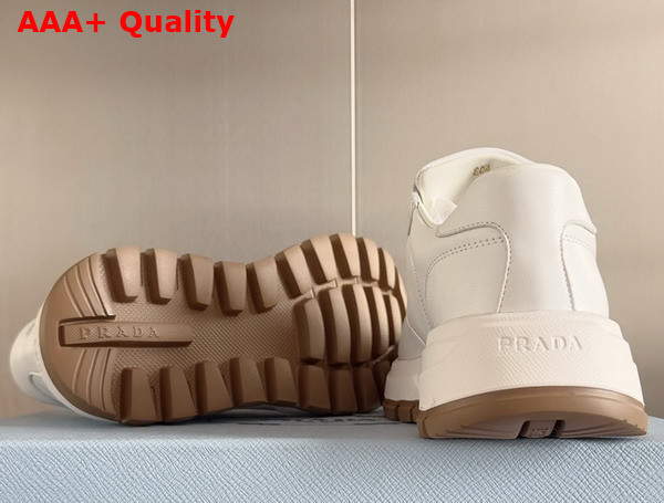 Prada Leather Sneakers in Ivory 1E804M Replica