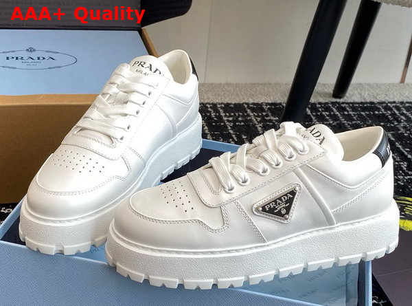 Prada Leather Sneakers in White with Platform Soles 1E947M Replica