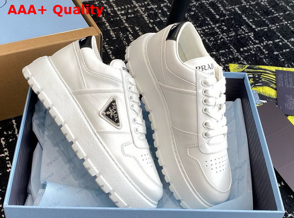 Prada Leather Sneakers in White with Platform Soles 1E947M Replica