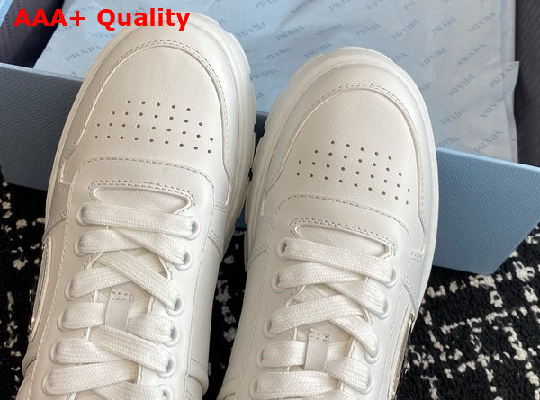 Prada Leather Sneakers in White with Platform Soles 1E947M Replica