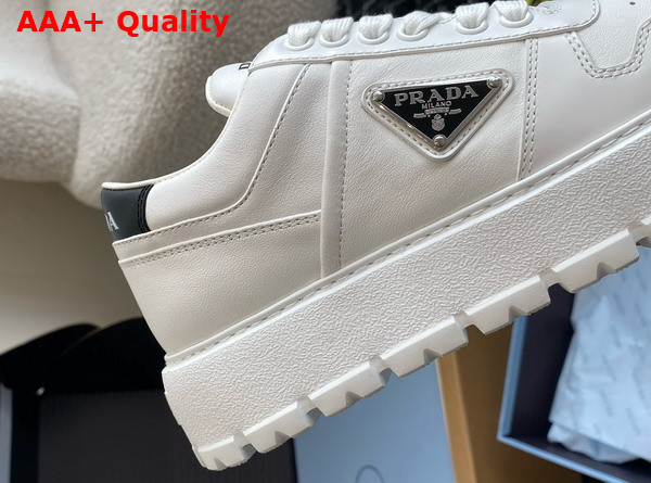 Prada Leather Sneakers in White with Platform Soles 1E947M Replica