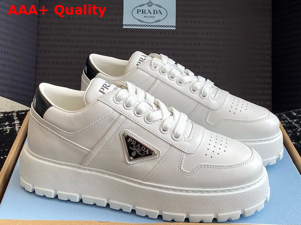 Prada Leather Sneakers in White with Platform Soles 1E947M Replica