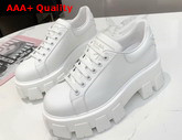 Prada Leather Sneakers in White with Triangle Logo on the Tongue and Heel Replica