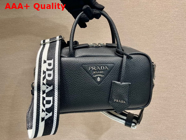 Prada Leather Top Handle Bag in Black 1BB102 Replica