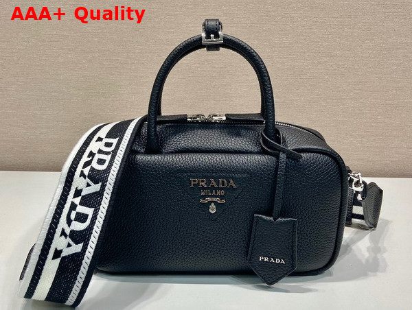 Prada Leather Top Handle Bag in Black 1BB102 Replica