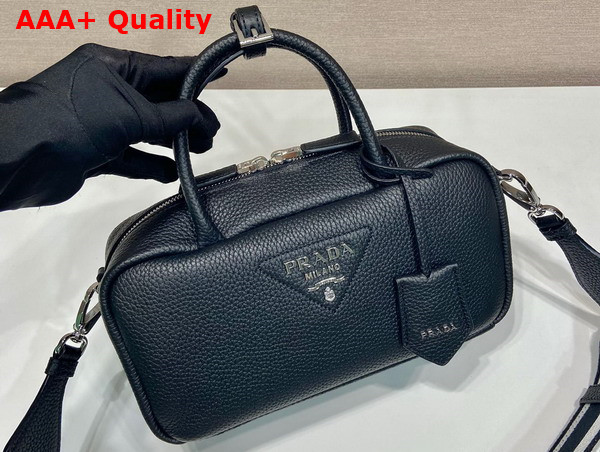 Prada Leather Top Handle Bag in Black 1BB102 Replica