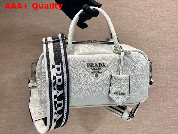 Prada Leather Top Handle Bag in White 1BB102 Replica