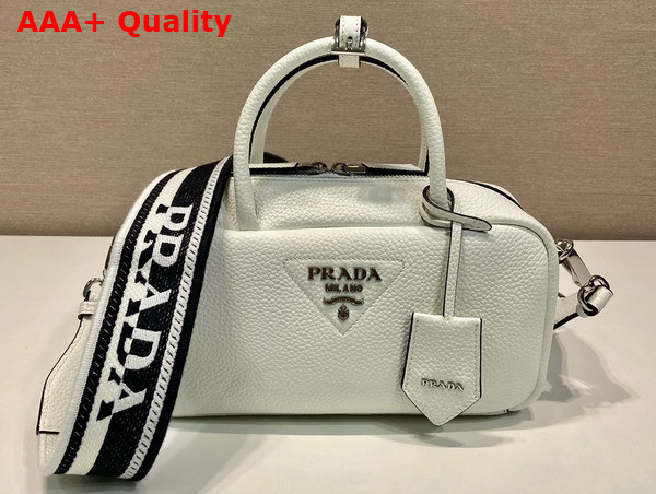 Prada Leather Top Handle Bag in White 1BB102 Replica