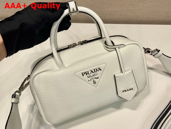 Prada Leather Top Handle Bag in White 1BB102 Replica