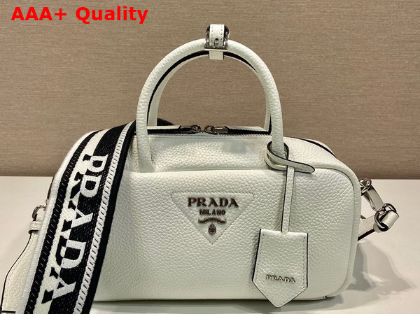 Prada Leather Top Handle Bag in White 1BB102 Replica