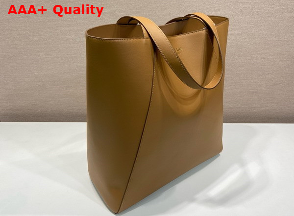 Prada Leather Tote Bag 2VG122 Caramel Replica