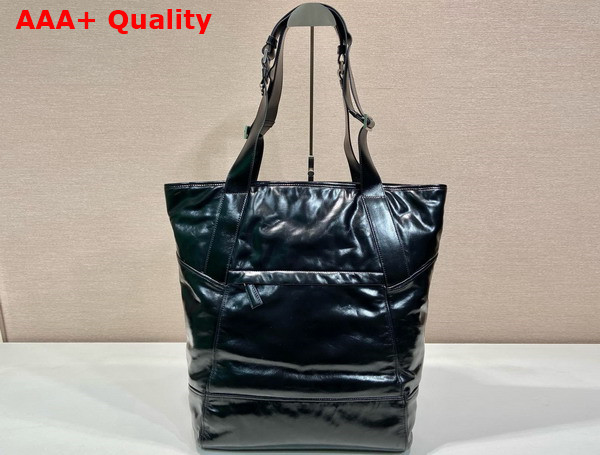 Prada Leather Tote Bag in Black 2VG120 Replica