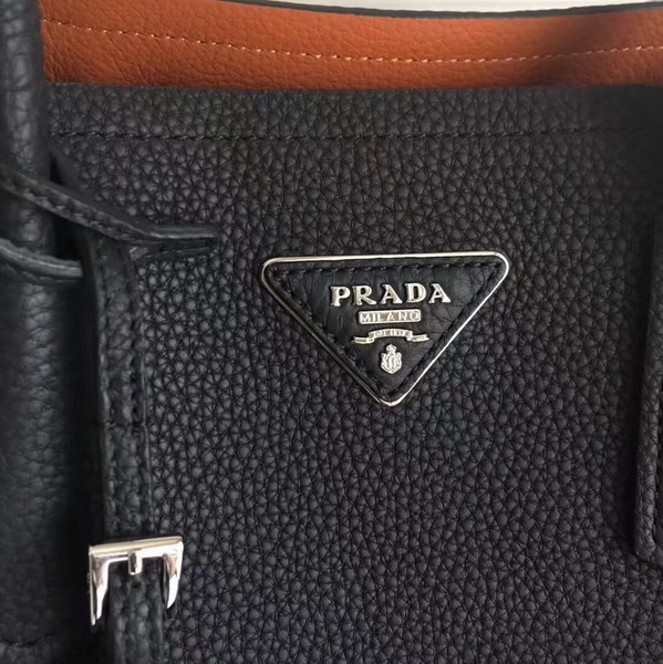 Prada Leather Tote in Black Grained Calfskin