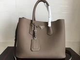 Prada Leather Tote in Elephant Grey Grained Calfskin