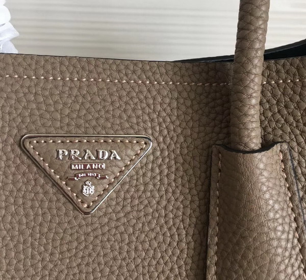 Prada Leather Tote in Elephant Grey Grained Calfskin