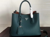 Prada Leather Tote in Green Grained Calfskin