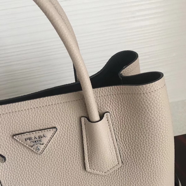 Prada Leather Tote in Light Grey Grained Calfskin