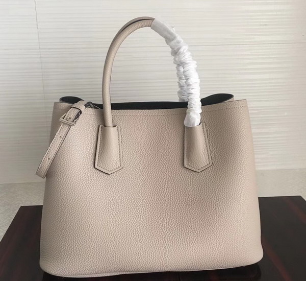 Prada Leather Tote in Light Grey Grained Calfskin