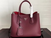 Prada Leather Tote in Oxblood Grained Calfskin